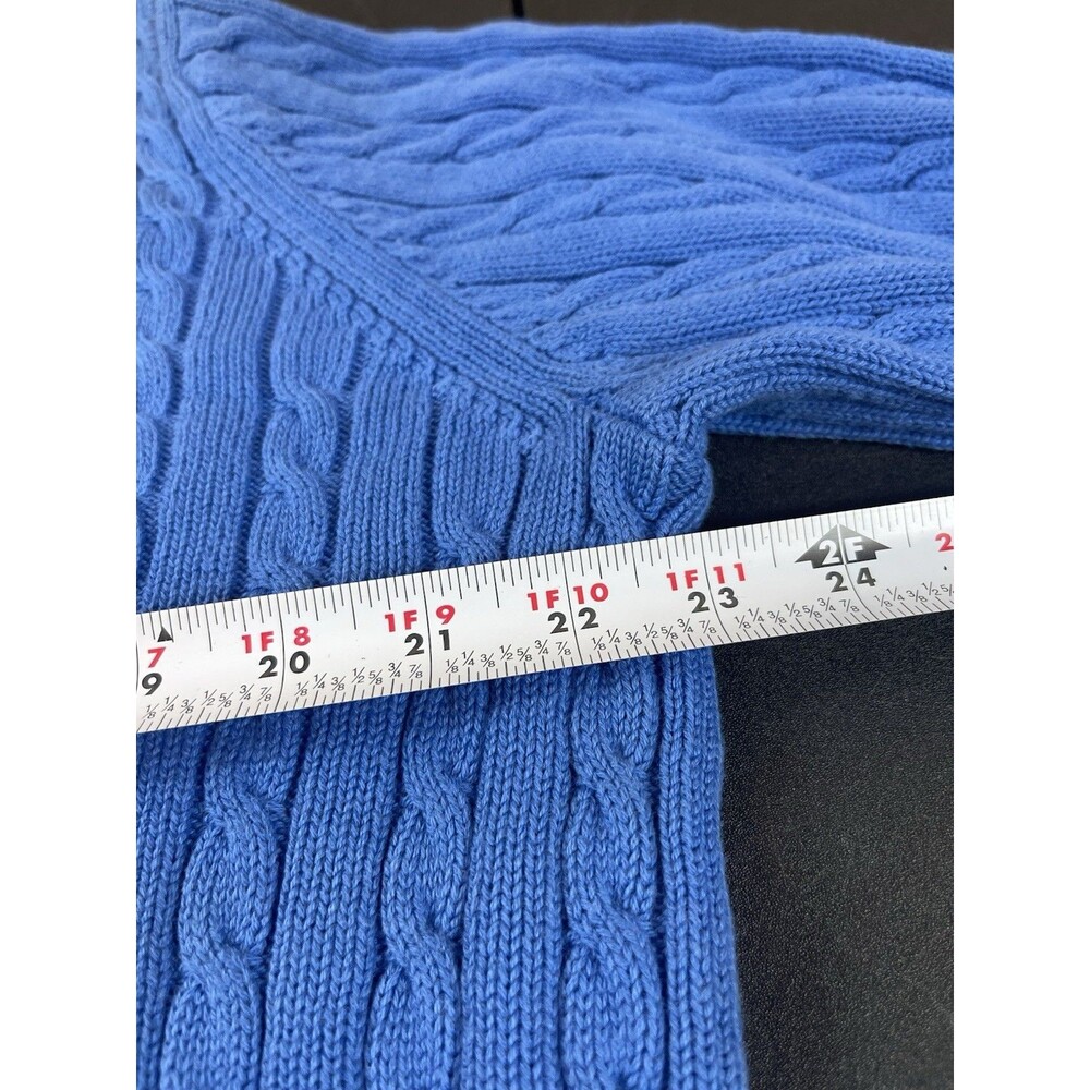 Lauren Ralph Lauren Womens Blue Cable Knit Sweater XL Logo Crewneck Classic READ - Picture 11 of 14